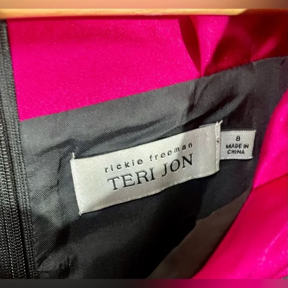 Rickie Freeman Teri Jon Dress Size 8 Black Pink Silk Wool Party Wedding Cocktail - Picture 4 of 9